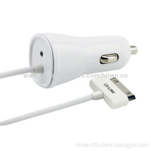 Car Charger, 5V/1A Output with 30-pin Connector, Made of Fire-proof Material